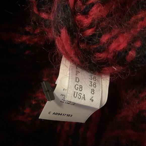 Philosophy Di Lorenzo Serafini Red Black Striped Ruffle Mohair Sweater S US 4 - Picture 10 of 12